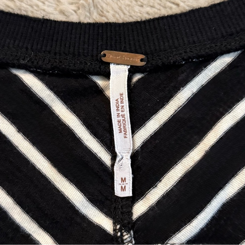 Free People Hard Candy Black + White Striped Long Sleeve w/ Crochet Cuffs - Picture 6 of 8